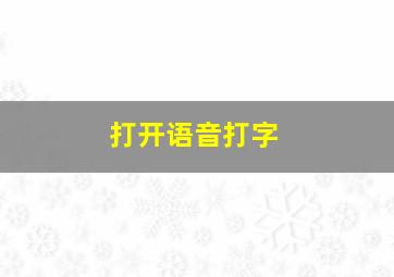 打开语音打字