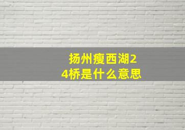 扬州瘦西湖24桥是什么意思