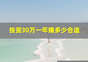 投资30万一年赚多少合适