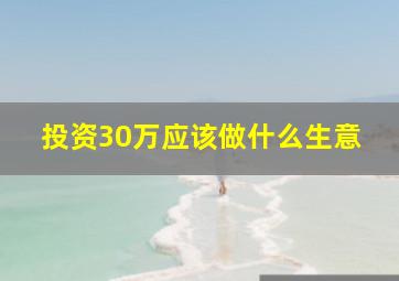 投资30万应该做什么生意