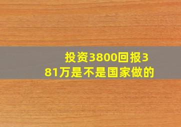 投资3800回报381万是不是国家做的