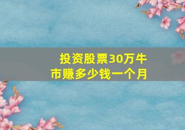 投资股票30万牛市赚多少钱一个月