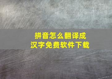 拼音怎么翻译成汉字免费软件下载