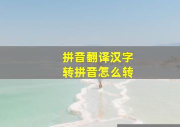 拼音翻译汉字转拼音怎么转