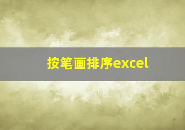 按笔画排序excel