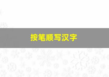 按笔顺写汉字