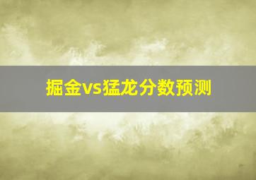 掘金vs猛龙分数预测