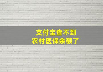 支付宝查不到农村医保余额了