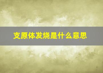 支原体发烧是什么意思