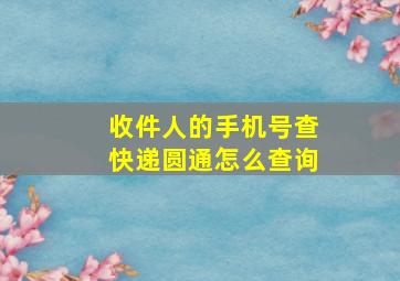 收件人的手机号查快递圆通怎么查询