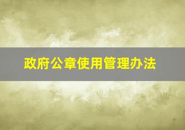 政府公章使用管理办法