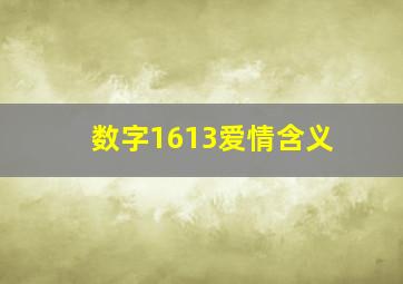 数字1613爱情含义