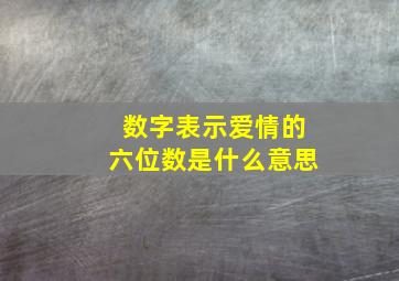 数字表示爱情的六位数是什么意思