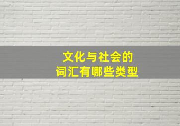 文化与社会的词汇有哪些类型