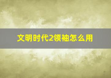 文明时代2领袖怎么用