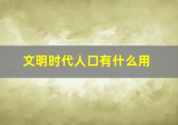 文明时代人口有什么用