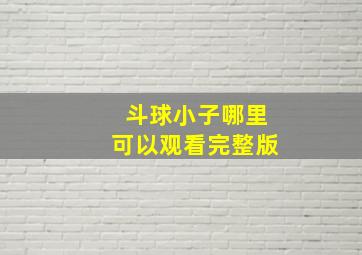 斗球小子哪里可以观看完整版