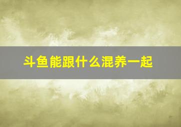 斗鱼能跟什么混养一起