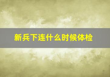 新兵下连什么时候体检