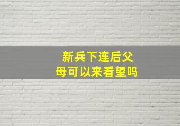 新兵下连后父母可以来看望吗