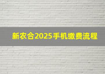 新农合2025手机缴费流程