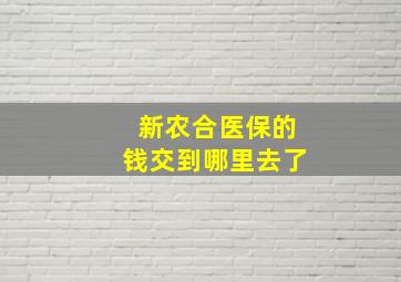 新农合医保的钱交到哪里去了