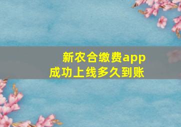 新农合缴费app成功上线多久到账