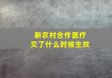 新农村合作医疗交了什么时候生效