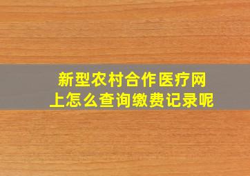 新型农村合作医疗网上怎么查询缴费记录呢