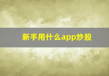 新手用什么app炒股