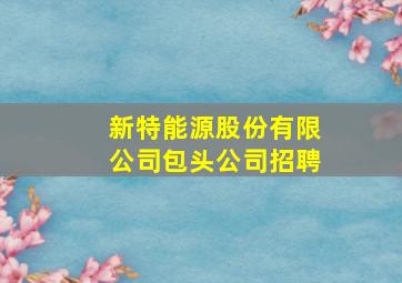 新特能源股份有限公司包头公司招聘