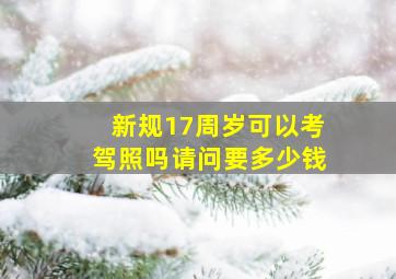 新规17周岁可以考驾照吗请问要多少钱