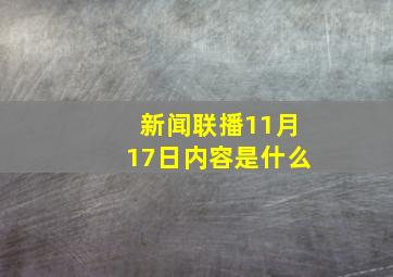 新闻联播11月17日内容是什么