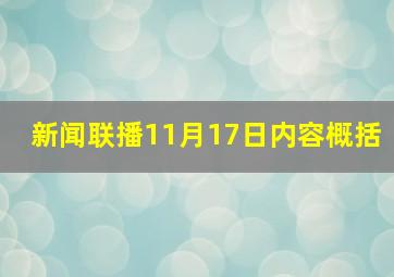 新闻联播11月17日内容概括