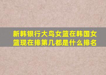 新韩银行大鸟女篮在韩国女篮现在排第几都是什么排名