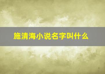 施清海小说名字叫什么