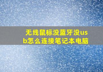 无线鼠标没蓝牙没usb怎么连接笔记本电脑