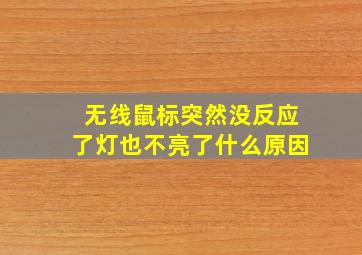 无线鼠标突然没反应了灯也不亮了什么原因