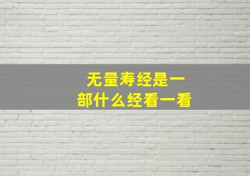 无量寿经是一部什么经看一看