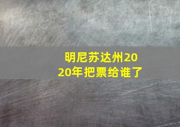 明尼苏达州2020年把票给谁了