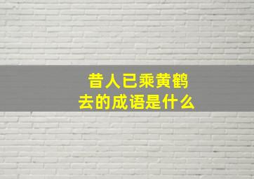 昔人已乘黄鹤去的成语是什么