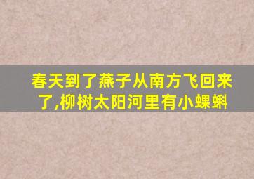 春天到了燕子从南方飞回来了,柳树太阳河里有小蜾蝌