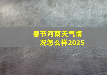 春节河南天气情况怎么样2025