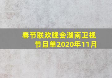 春节联欢晚会湖南卫视节目单2020年11月