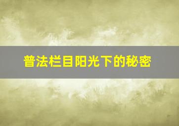 普法栏目阳光下的秘密