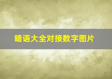 暗语大全对接数字图片