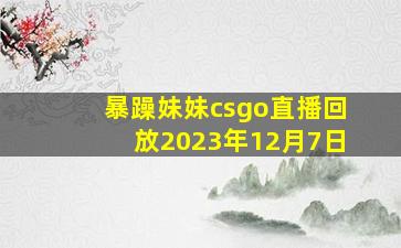 暴躁妹妹csgo直播回放2023年12月7日