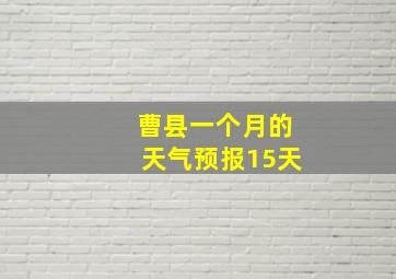 曹县一个月的天气预报15天