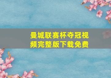 曼城联赛杯夺冠视频完整版下载免费