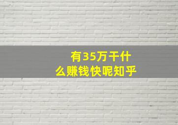 有35万干什么赚钱快呢知乎